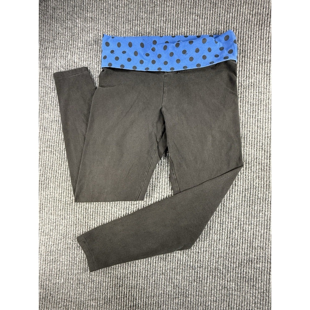 VICTORIA SECRET PINK Yoga Foldover Leggings Polka Dot Blk Blue Sz M Y2K
